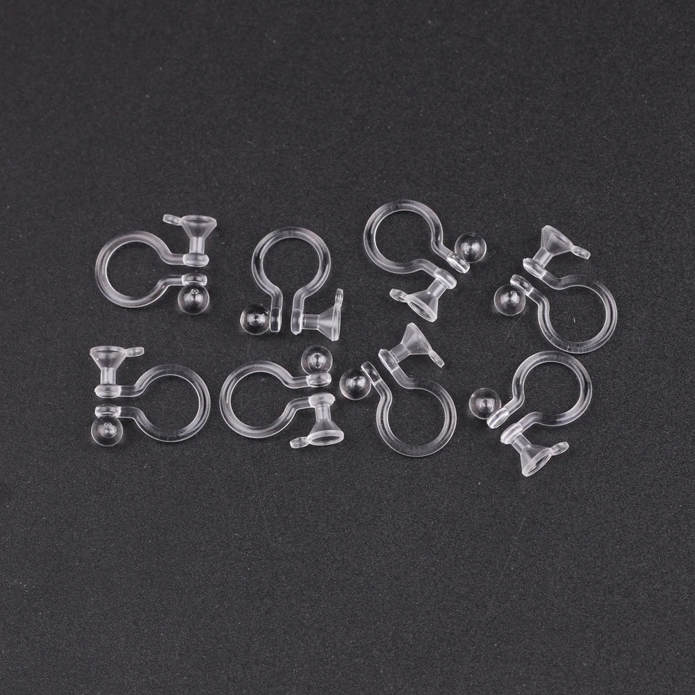 Japanese Style DIY Handmade Transparent Invisible Plastic Eco-friendly Round Clip Resin Rhinestone Cup Ear Jewelry Findings