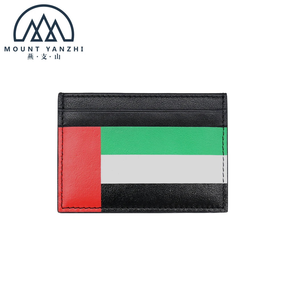 Color Printed Genuine Leather Card Holder Custom Slim Pocket RFID Card Sleeve Wallet