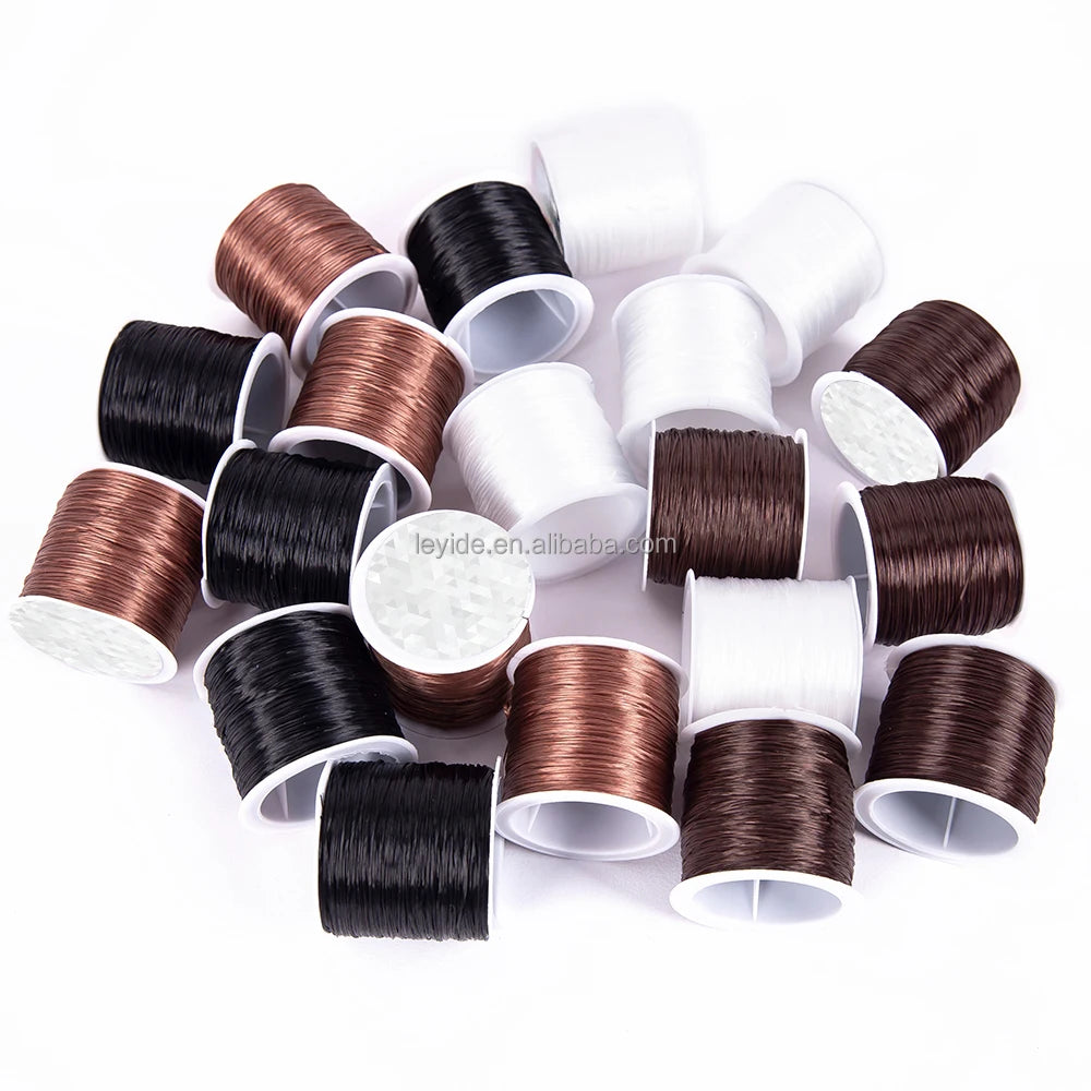 AliLeader 0.8mm Brown Stretchy Wig String Bracelet Beading Jewelry Fishing Line Crystal Cord Elastic Hair Extensions Thread
