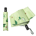 Fashional Cute Fruit Pattern Full-Auto Three Folding Gifts Umbrella Sunshade Black UV Protection