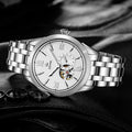 UTIME Luxury Brand Men's Skeleton Hollow Luminous Automatic Miyota Mechanical Watch with Glass Dial Stainless Steel Band U0025G