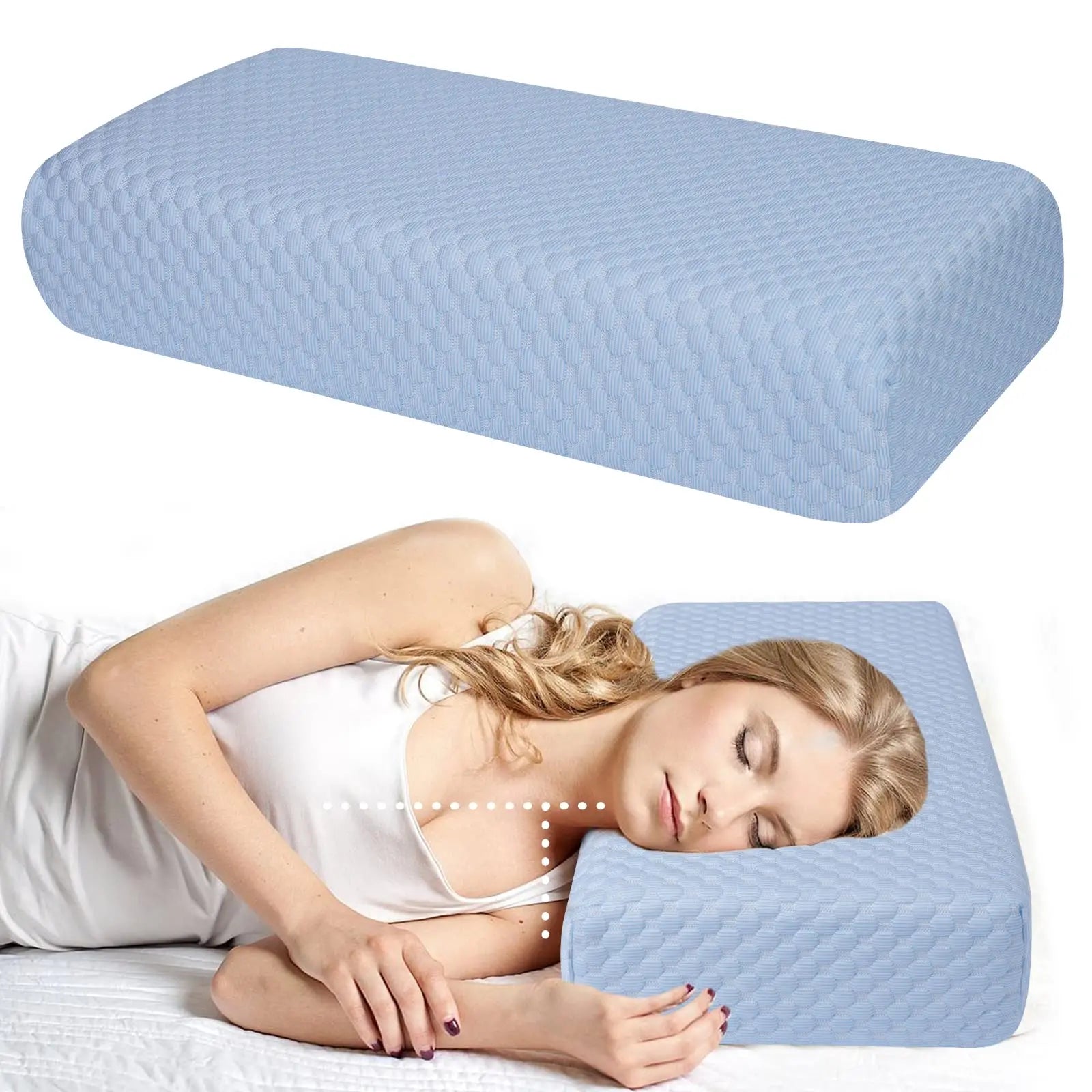Hot Sleeper Neck and Shoulder Pain Adjustable Cube Square Supportive Memory Foam Cooling Bed Pillow for Side Sleeping
