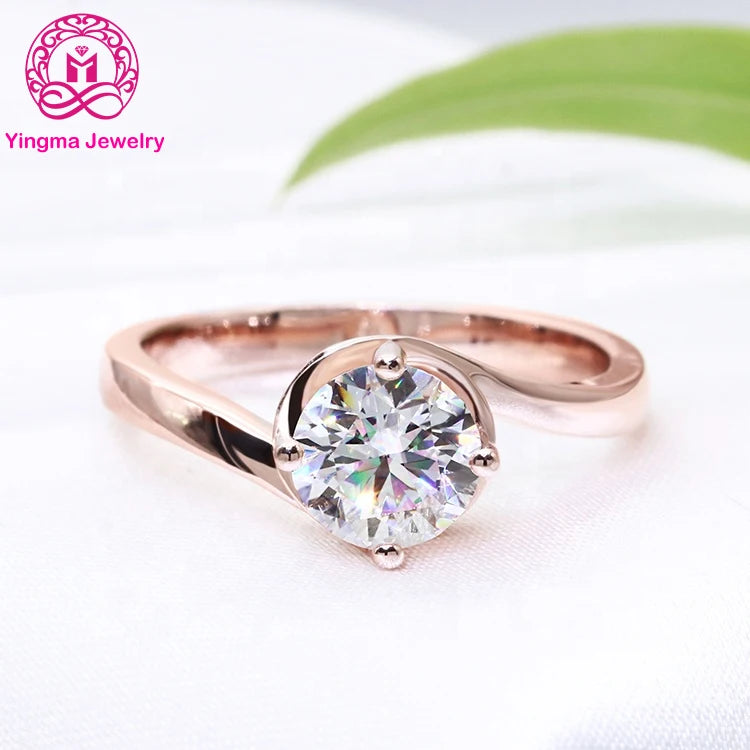 1ct VVS White D Color GRA Certificate Moissanite Ring 18K Rose Gold Plated Rings Charming Moissanite Wedding Rings Jewelry