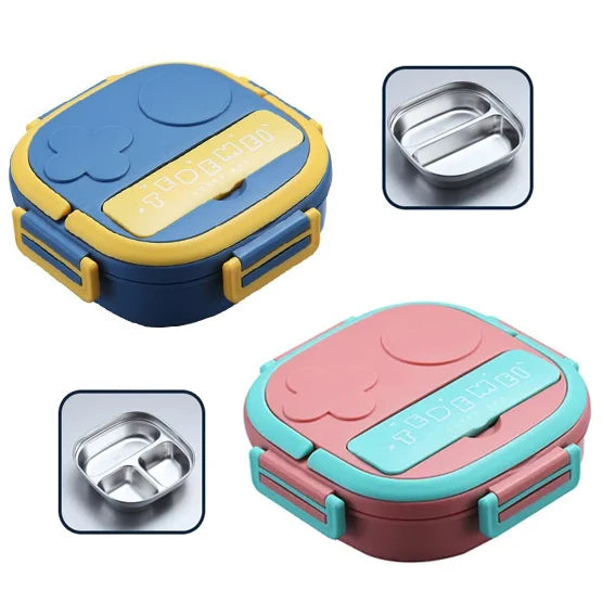 Orealmi Lunch Box Stainless Steel Toddler Food Storage Container 2 to 3 Compartment Bento Lunch Box Kids Back to School