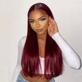 Wholesale Raw Indian Virgin Natural Straight 99j 150% Density Human Hair Hd Full Transparent Lace Front Human Hair Wigs