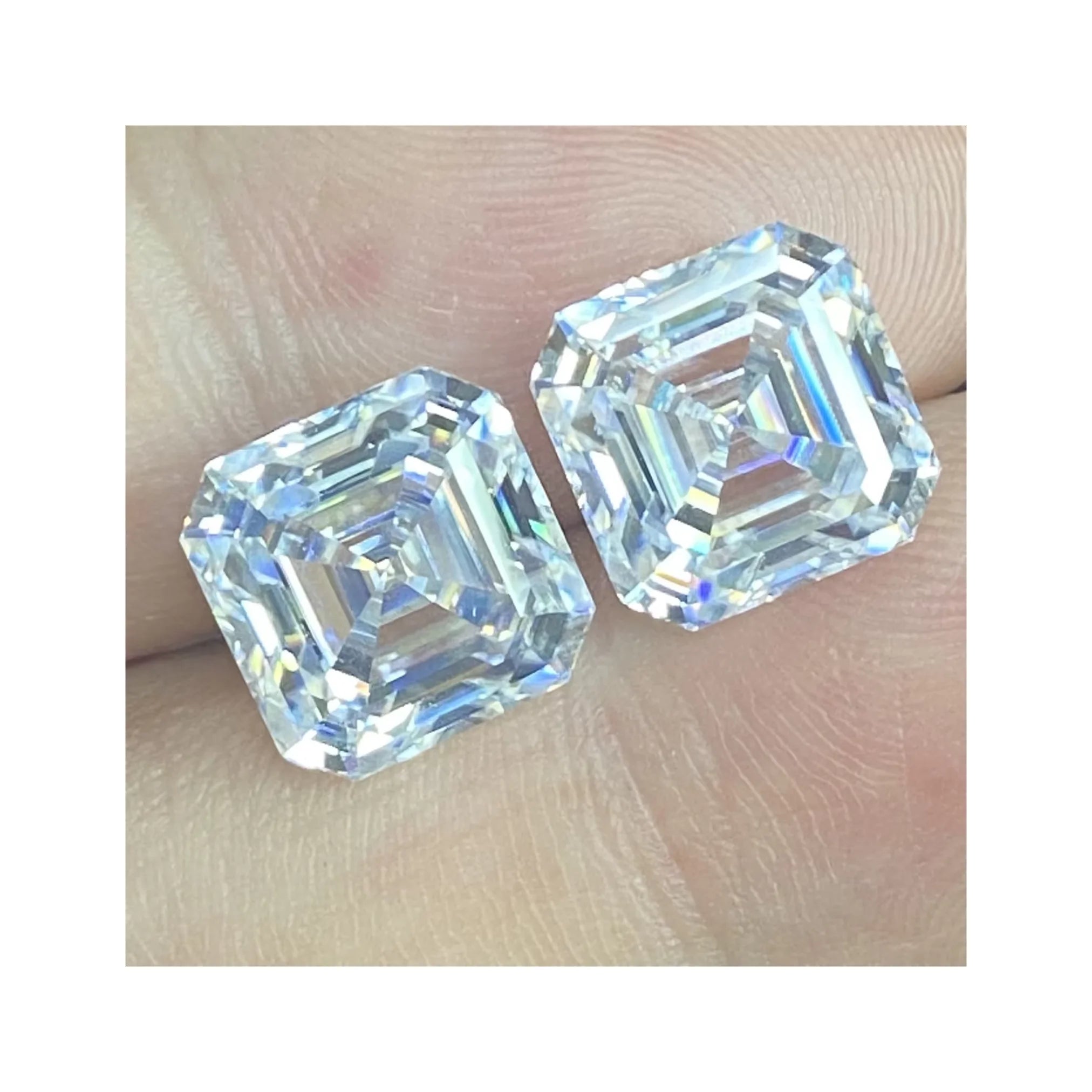 HQ Gems 4.5mm-11mm GRA VVS1 Clariry White Asscher Cut Moissanite Diamond Loose Gemstones