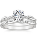 OAHLAN Fashion Jewelry 1.5ct Round Cubic Zirconia Twisting Infinity Band Bridal Set Copper Rings for Women Wedding Engagement