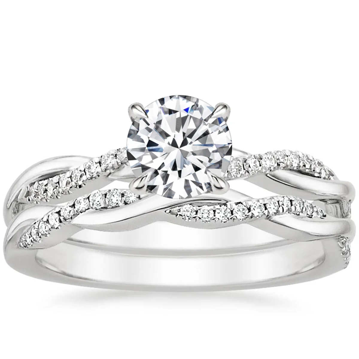 OAHLAN Fashion Jewelry 1.5ct Round Cubic Zirconia Twisting Infinity Band Bridal Set Copper Rings for Women Wedding Engagement
