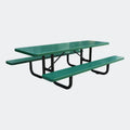 Outdoor Commercial 6ft 8ft Long Perforated Steel Picnic Table with Bench Outside Restaurant Garden Patio Metal Dining Table