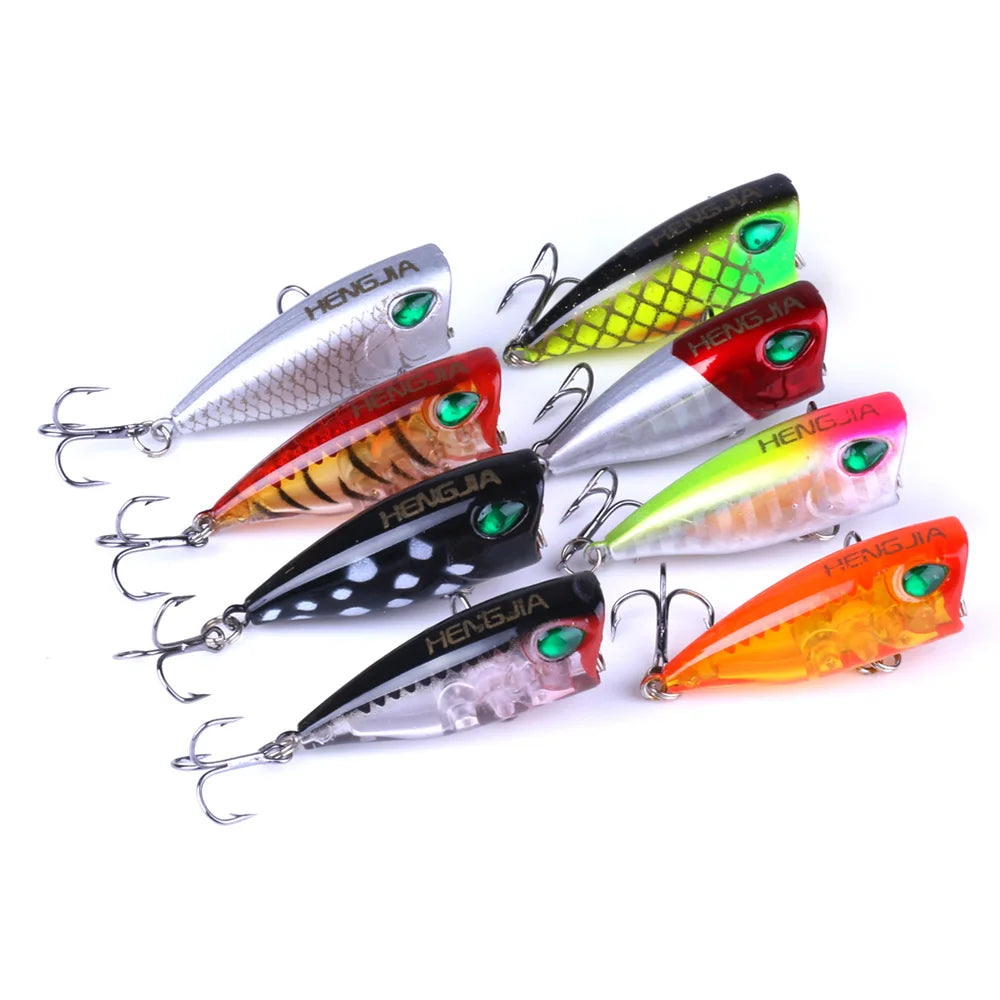 Wholesale PO033 4cm 3.5g Top Water Floating Mini Popper Fishing Lures with PET Box Packaging