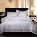 Guangzhou Hotel Linen Factory Satin Stripe Hotel White Bedding King Size Bedsheets 100% Cotton