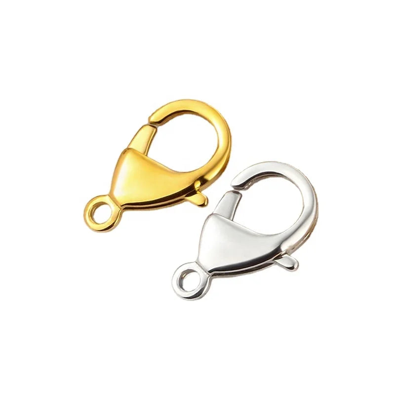 2 Pieces/Bag Stainless Steel Clear 18k Gold Plated Chain End Lobster Clasp for Jewelry Making DIY Accessories