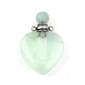 Green Quartz Gemstone Silver Plated Heart Shape Perfume Bottle Pendant Necklaces Jewelry