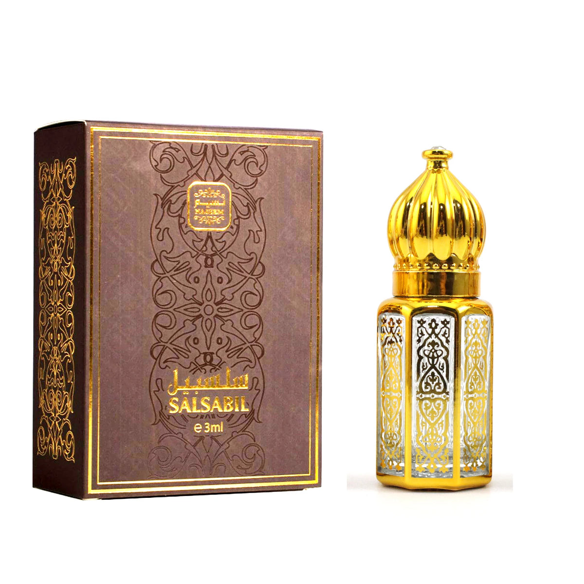 Zamac Octagon Gold Arabian Arabic Essential Oil 3ml Perfume Tester Bottle Glass Stick 6ml 12 ml Luxury Attar Bottles with Box