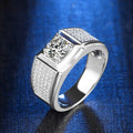 Factory Wholesale Luxury 925 Sterling Silver 1 Carat Moissanite Diamond Half Eternity Men's Ring Elegant Jewelry Design for Men