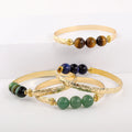 New Fashion Copper Bangle Colorful Natural Stone Tiger Eye Hawaiian Jewelry Gold Plated Bracelet for Women Men Wholesale