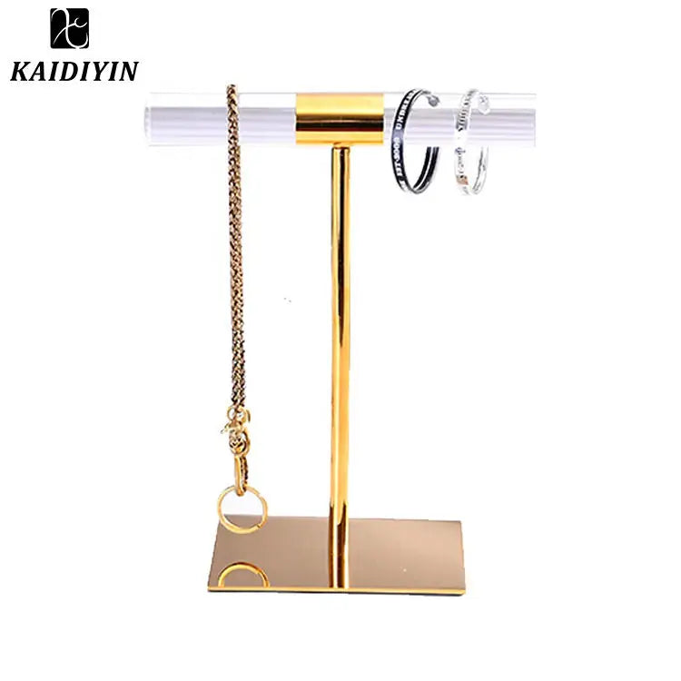 New Arrival Luxury Gold-Colored Metal and Acrylic Jewelry Display Stands for Ring and Earring Display
