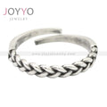 Simple Design 925 Sterling Silver Korean Style Woven Twist Line Women Silver Ring