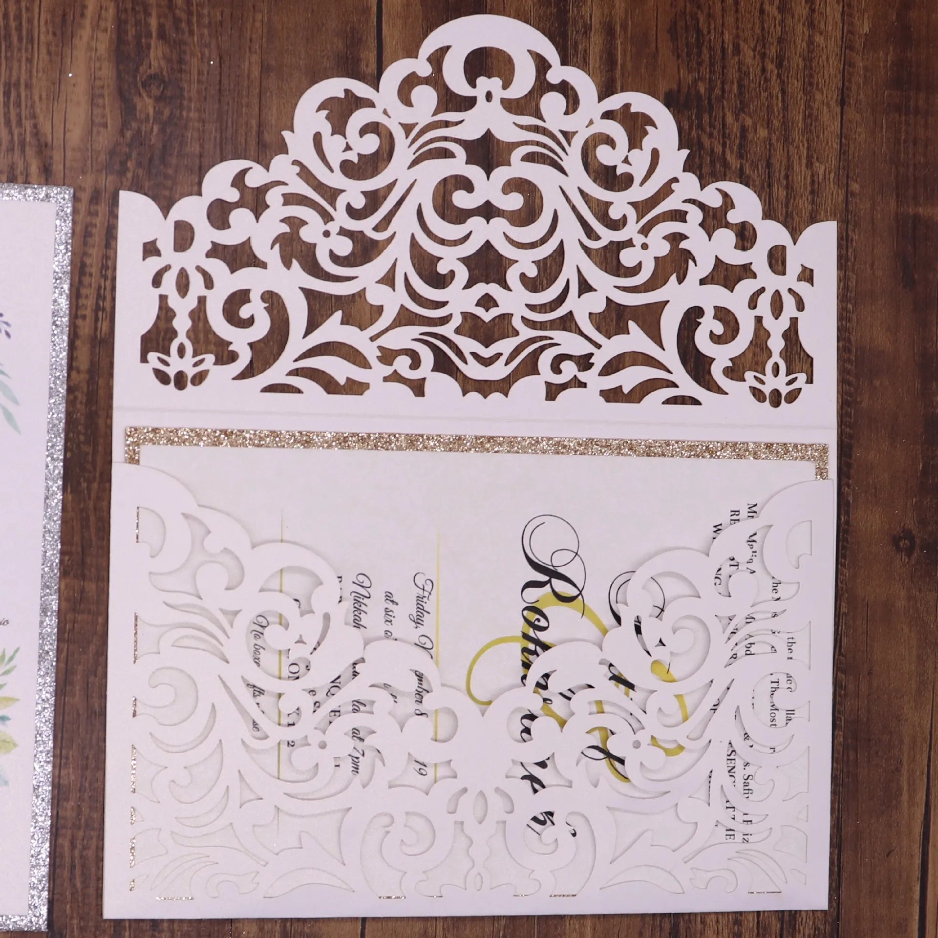 Luxury Gold Foil Unique Wedding Invitation Cards Marriage Quinceanera Wedding Card Invitation Pocket