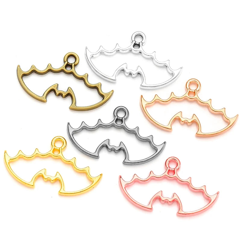 YuenZ Zinc Alloy 6 Colors Filigree Stamping Pendants Hollow Metal Bat Charms DIY Necklace Earrings Jewelry Accessories 24mmx14mm
