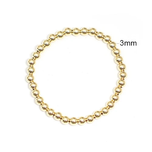 14K Gold Filled Beads Bracelet for Women Girls 3mm 4mm 5mm 6mm 2mm