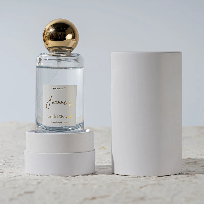 2024 Elegant Women Bride Marriage Gift Luxury 50ml Gold Round Cap Glass Perfume Bottle
