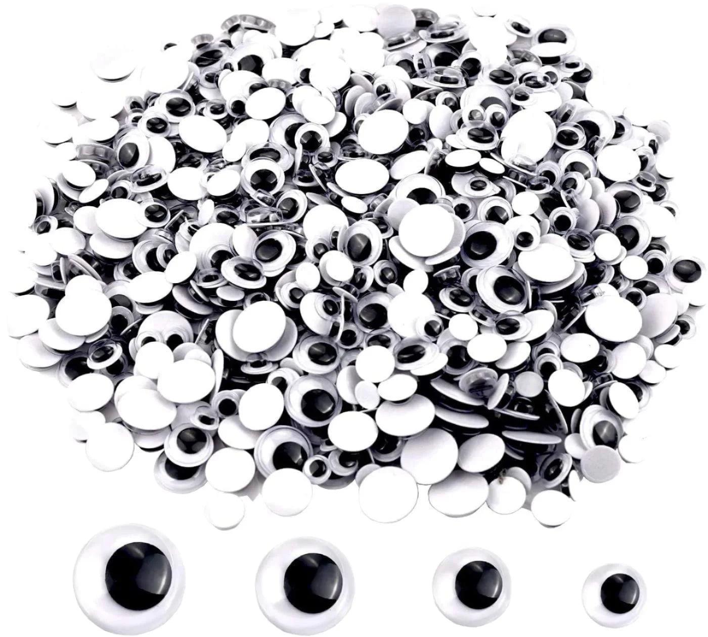 Round Plastic Black Googly Wiggle Eyes Self-Adhesive Large Size 8mm 15mm 18mm Googly Safety Eyes for Toys