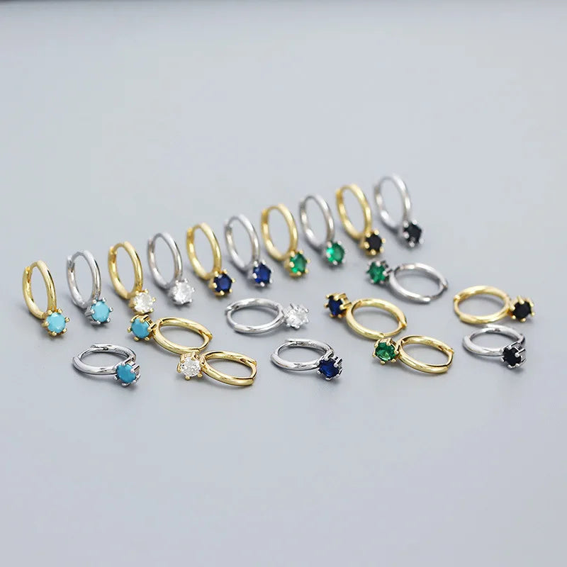 Fashion Jewelry 925 Silver Six Claw Cz Diamond Hoop Earrings Jewelry 18K Gold Plated Sterling Silver Hoop Earrings for Women