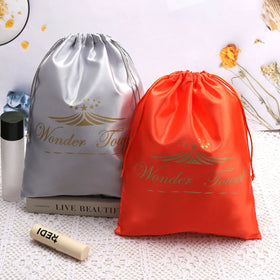 Promotional Satin Hair Bag Recycle Satin Dust Shoe Clothing Pouch With Ribbon