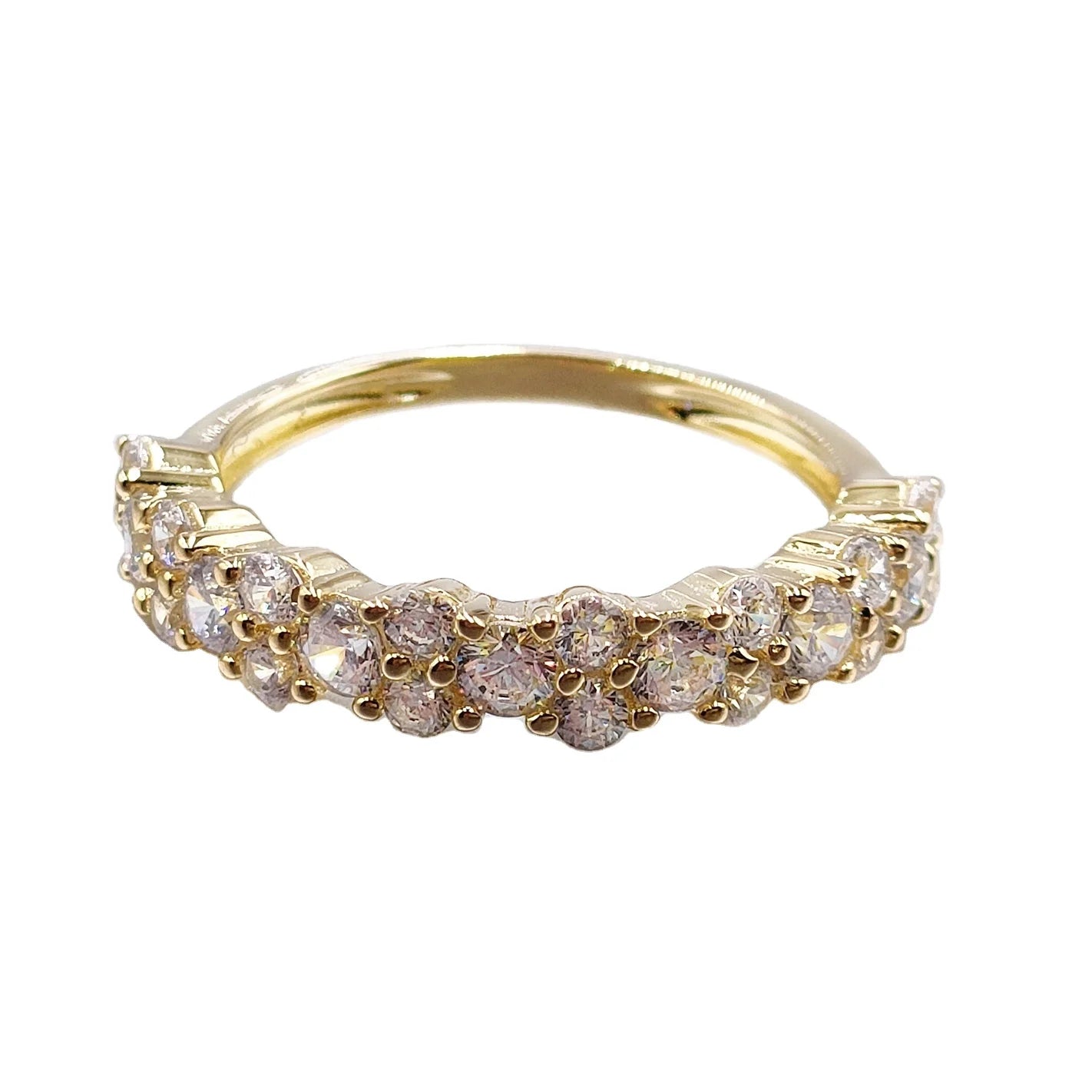 Gemstone Luxury Wedding Eternity Rings Round Brilliant Cz Diamond 14k Yellow Gold Moissanite Engagement Eternity Ring