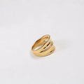High End 18K Gold Plated Double Layer Ring Tarnish Free Jewelry Stainless Steel Rings for Women