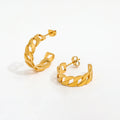 2022 High Quality 18K PVD Gold Plated Chain Hollow Hoop Earrings for Women Stainless Steel Chain Earrings Wholesale
