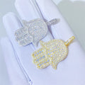 3D Hamsa Hand Pendant 925 Sterling Silver Moissanite Diamond Pendant Hip Hop