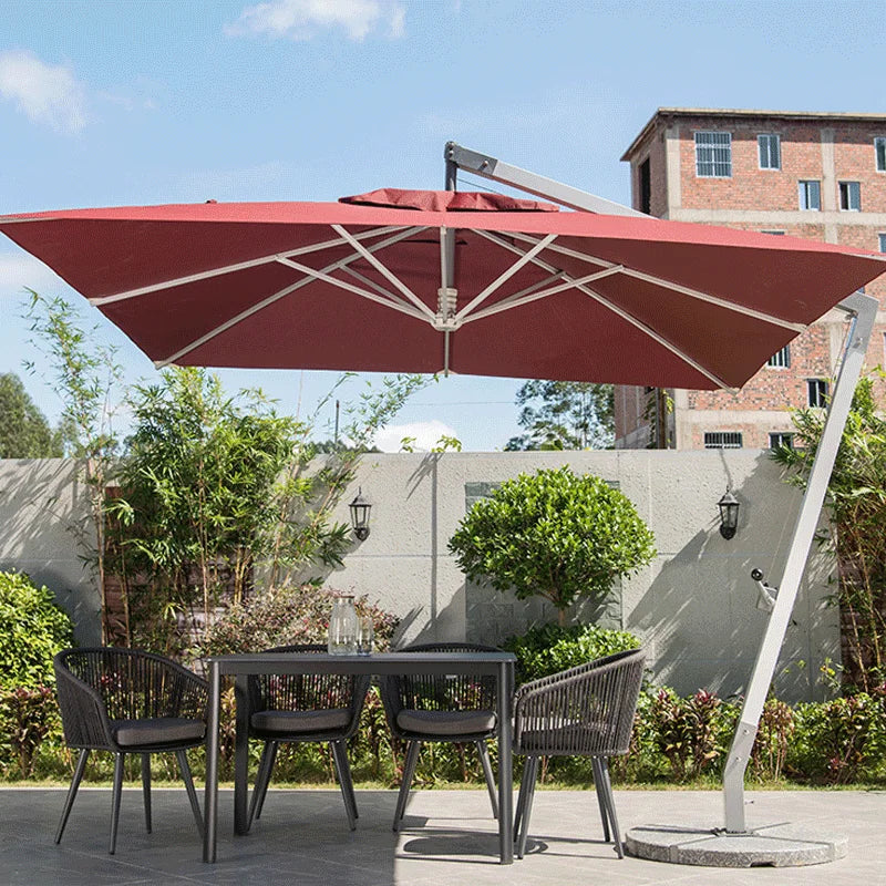 Outdoor Furnitres Luxurious 5m Semi-Automatic Patio Umbrella Outdoor Garden Parasol Beach Sun Cover Elegant Outdoor Furniture