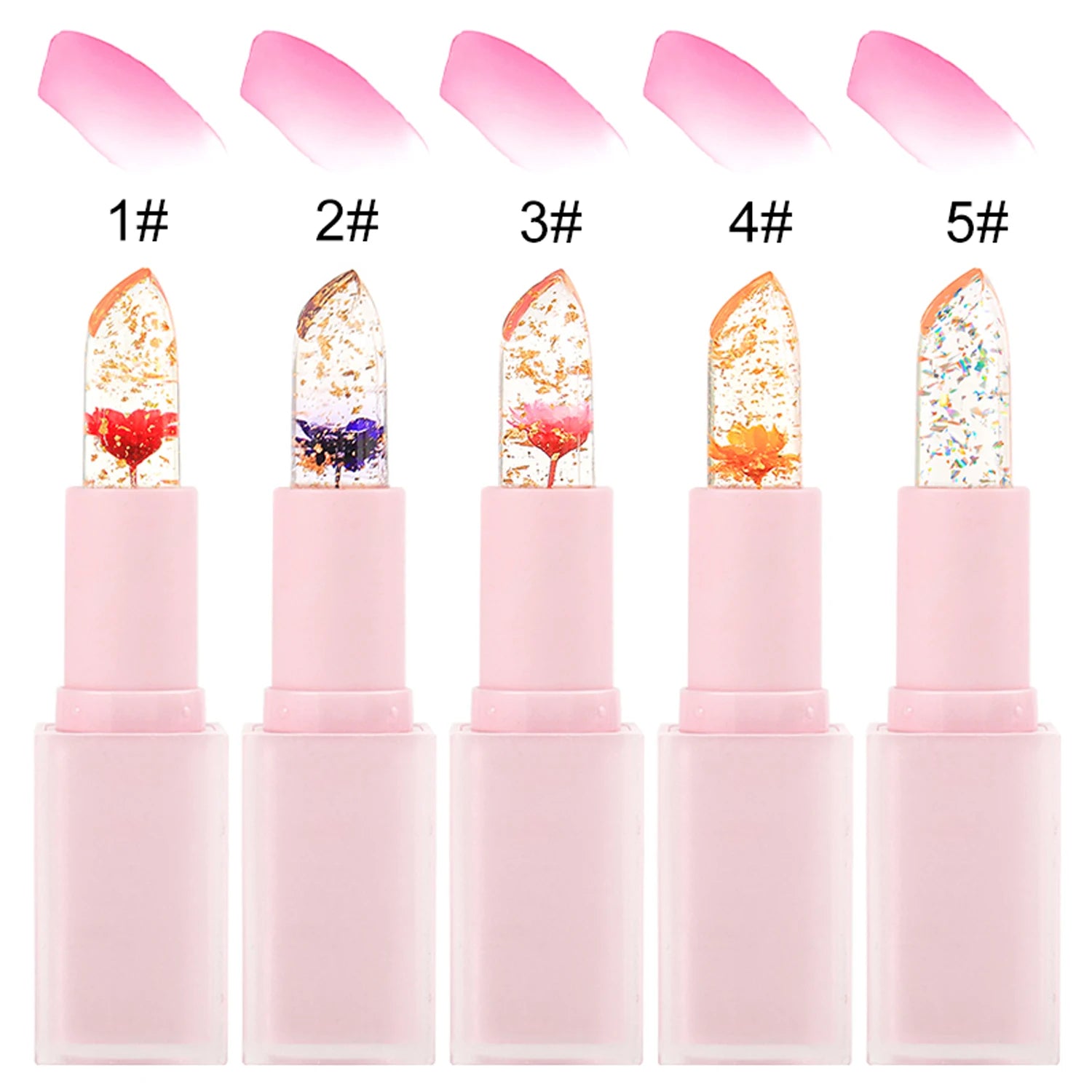 Wholesale Private Label Transparent Colors Flowers Jelly Lipstick Temperature Color Change Waterproof Vegan OEM Lipstick