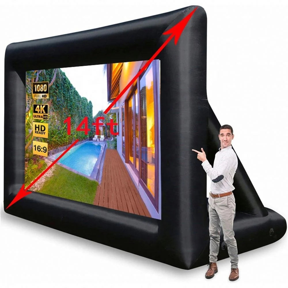 16:9 14Feet Blow Up Mega Cinema Tv Projector Outdoor Cinema Air Inflatable Movie Screen