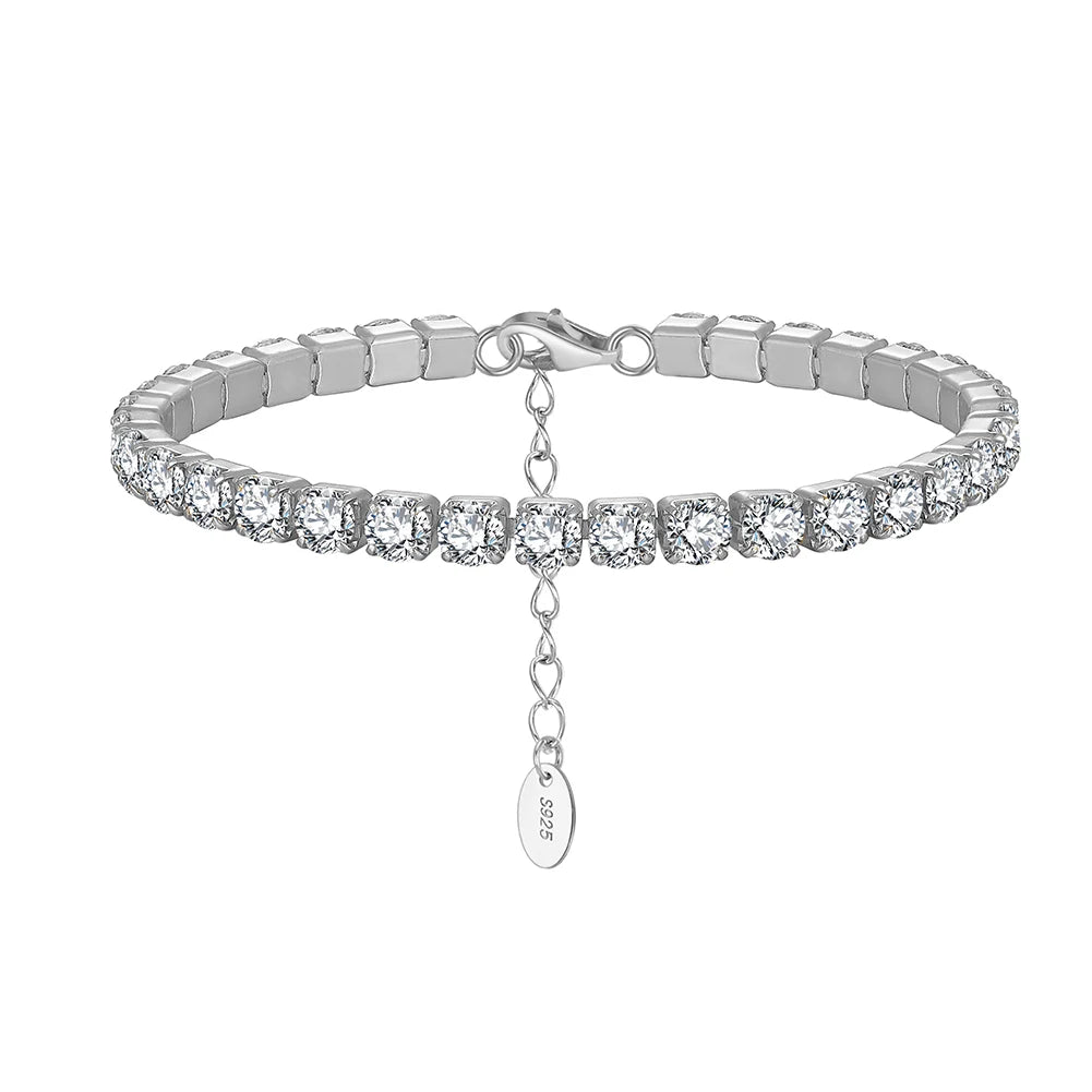 SB193 RINNTIN Adjustable Gold Bracelets Fine Jewelry 925 Sterling Silver 4.0mm Cubic Zirconia Cz Tennis Bracelet for Women