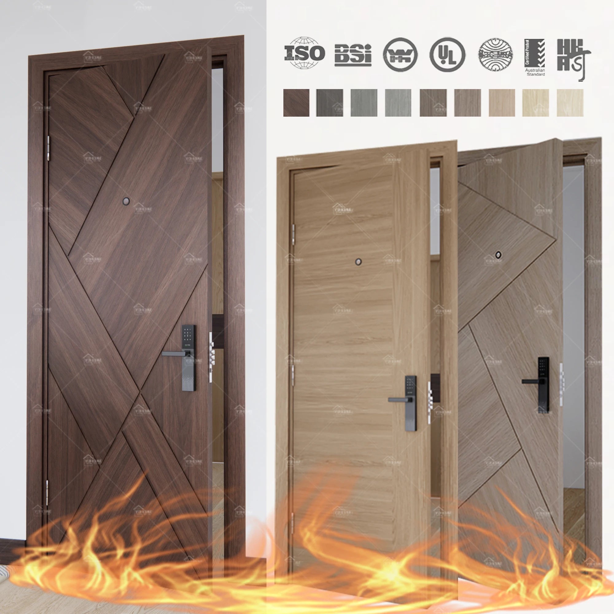 Australian Standard AS1905 Fire Door Fd30 Soundproof Hotel Fire Plywood Door with Fire Retardant Door