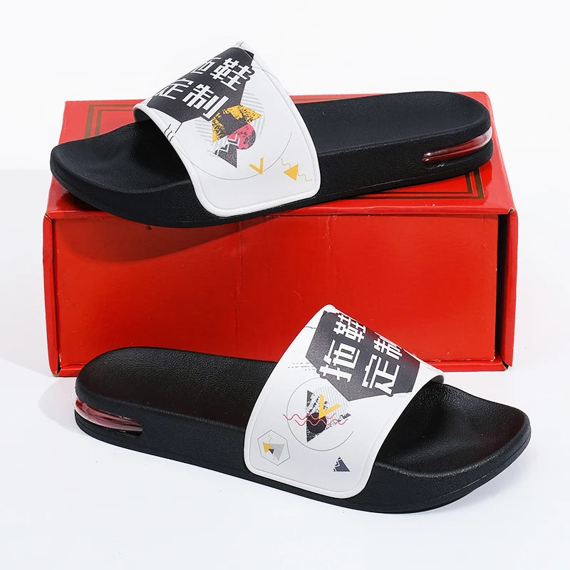 2024 Fashion Air Cushion Black Platform Sandals Custom Logo Waterproof Soft Embossed for Men Ladies in Winter Made in China