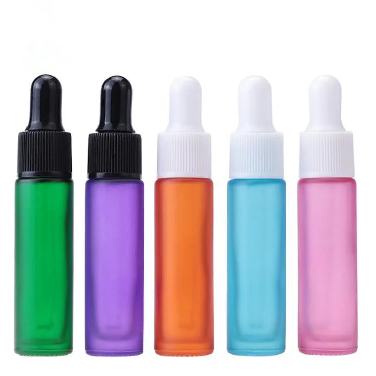 10ml Gradient/ombre Matte rainbow Colors Glass Dropper Bottle With White/black Cap for Perfume/essential Oil
