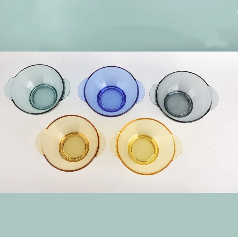 High-Temperature Resistant Thickened Glass Binaural Bowl for Microwave Oven Tableware Kitchen Durable Household Kitchenware