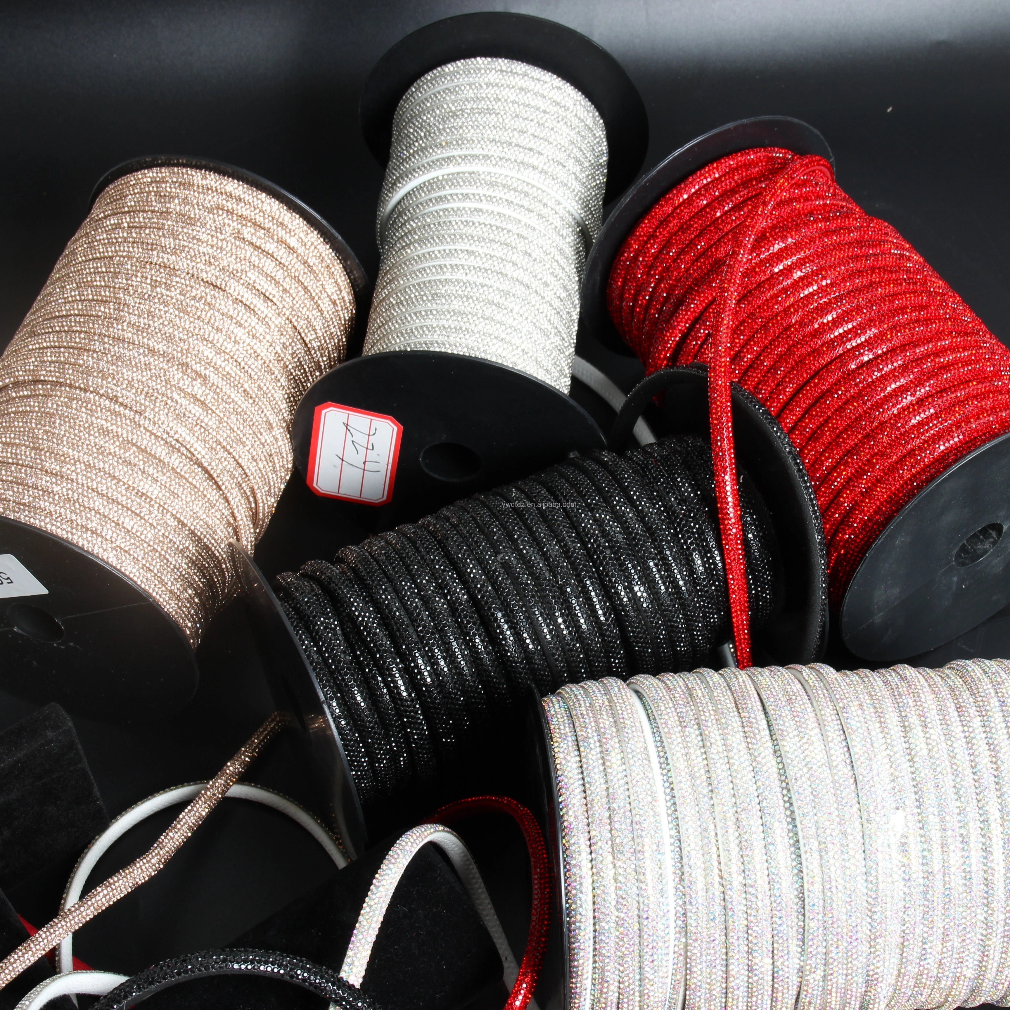 SINONG 4mm 5-Row Precious Water Glass Rope Flat Back Half Round Flash Tube for DIY Shoe Bag & Clothing Glue Technique