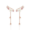 Sakura Flower Bridal Jewelry S925 Sterling Silver Cherry Blossom Earrings