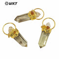 WT-P1581 Wholesale Gold Electroplated Yellow Citrine Quartz Point Pendant Women Fashion Gold Yellow Citrine Stone  Pendants