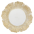 Wholesale Reusable 13"  Clear Acrylic Plastic Charger Plates with Gold Beaded Rim for Wedding Birthday Dinner Tableware Plates