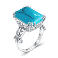 Fine Jewelry Turquoise Sterling Silver Bohemian Wedding Party Ring for Women with Pave Setting