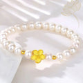 China Pearl  Peach Blossom 3D Hard Gold Lucky Agate Beads Garnet Pearl Bracelet