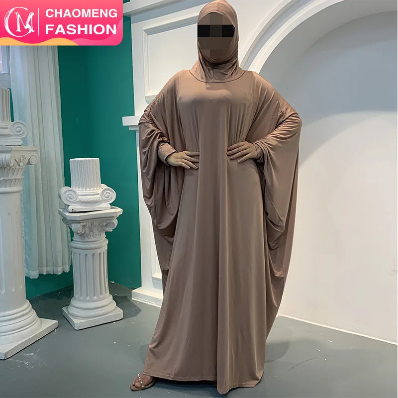 6198# Muslim Head Cover Instant Hijab Bonnet Abaya Muslim Women Prayer Clothes Prayer Dress