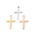 High Polished Stainless Steel Pendants Charms 12*20MM Gold Cross Pendant Religious Accessory