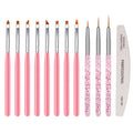 TAMAX NAK020 8-Piece Nail Art Kit Set with 3-Piece Nail Liner 1 Polish File & Manicure Tools for DIY Nail Technician Design